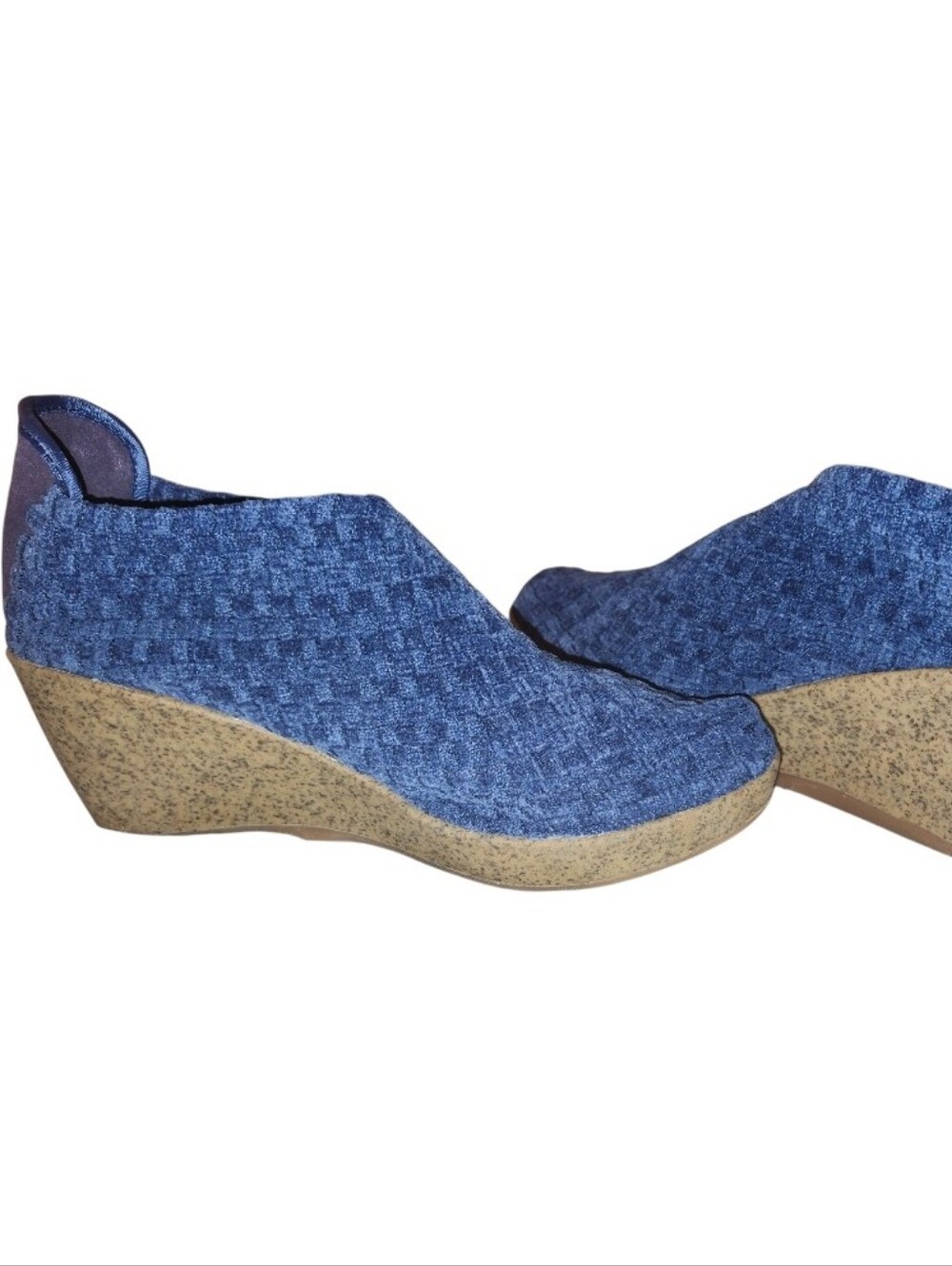 New Bernie Mev Woven Chenille Cobalt Blue Wedge Shoes 41 10 - Picture 4 of 5